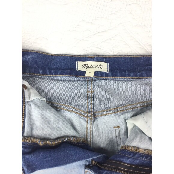 Madewell women skirt Size 27 Pieced McCarren Raw-Hem Jean colorblock  G5928 - Picture 9 of 10